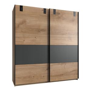 Armoire 2 portes coulissantes - L180 cm - Effet Bois clair