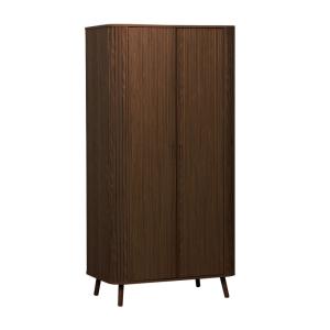 Armoire 2 portes décor bois rainuré teinte noyer   sweeek