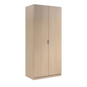 Armoire 2 portes effet bois beige 187x52h180 cm