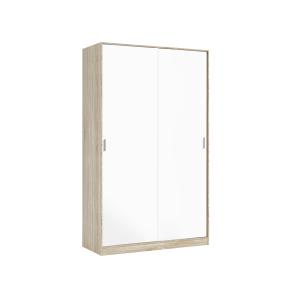 Armoire 2 portes effet bois beige, blanc 120x50 cm