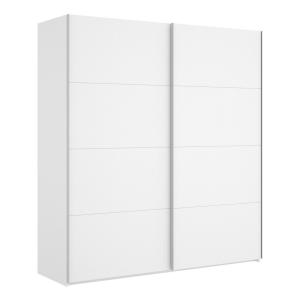 Armoire 2 portes effet bois blanc 210x65h204 cm