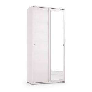 Armoire 2 portes effet bois blanc 90x45h195 cm