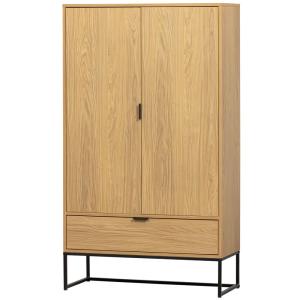 Armoire 2 portes en bois de chêne et mélamine marron