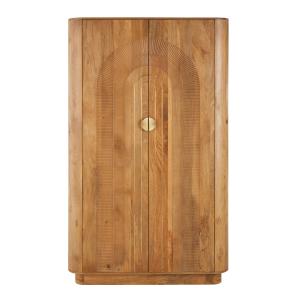 Armoire 2 portes en bois de manguier,  et métal doré