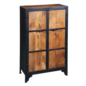 Armoire  2 portes en bois de récupération et acier noir