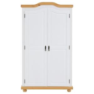 Armoire 2 portes en bois massif blanc/brun