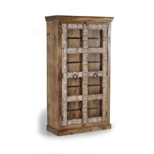 Armoire 2 portes en manguier avec étagères intérieures