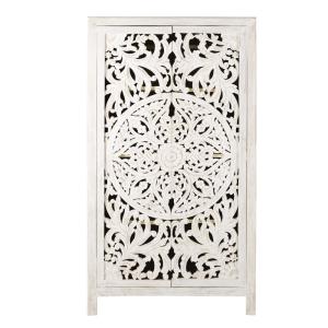Armoire 2 portes en manguier massif sculpté L110