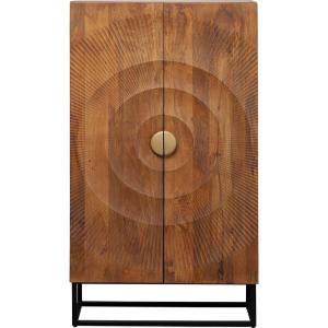 Armoire 2 portes en manguier sculpté et acier noir