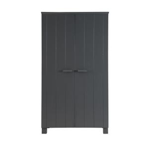 Armoire 2 portes en pin brossé gris anthracite