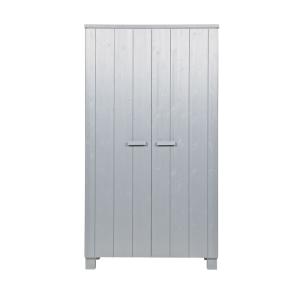 Armoire 2 portes en pin brossé gris béton