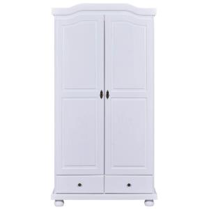Armoire 2 portes en pin massif blanc