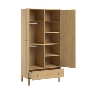 Armoire 2 portes et 1 tiroir - H185 cm - Effet Bois clair