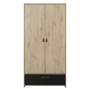 Armoire 2 portes et 1 tiroir style industriel - Effet Bois…