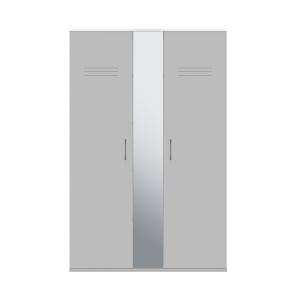 Armoire 2 portes et miroir central - Gris