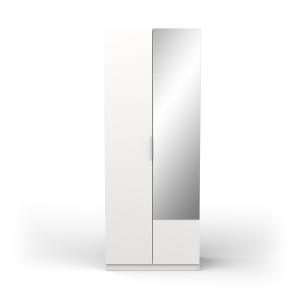 Armoire 2 portes et miroir - L79,4 cm - Blanc