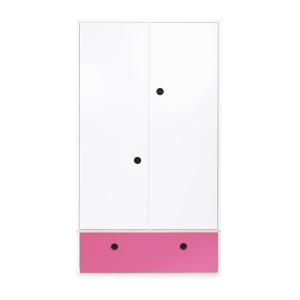 Armoire 2 portes façade tiroir fushia