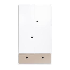 Armoire 2 portes façade tiroir gris chaud