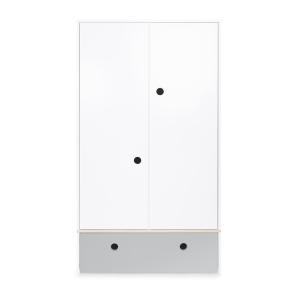 Armoire 2 portes façade tiroir gris perle