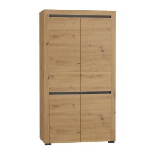 Armoire 2 portes LED inclus stratifiés beige et gris