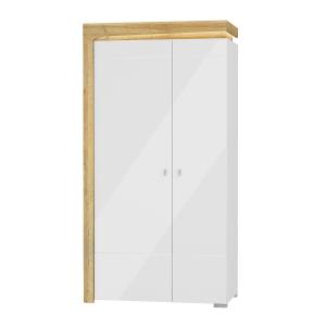 Armoire 2 portes LED inclus stratifiés blanc et bois