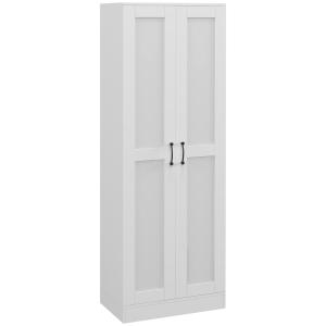 Armoire 2 portes meuble rangement 4 étagères blanc
