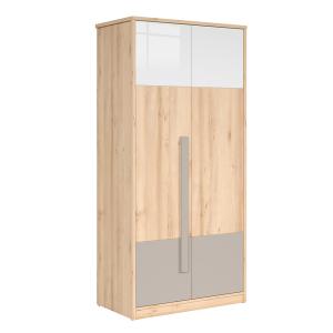 Armoire 2 portes stratifiés beige et gris