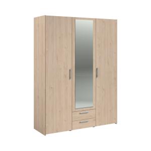 Armoire 3 portes 1 miroir 2 tiroirs effet bois