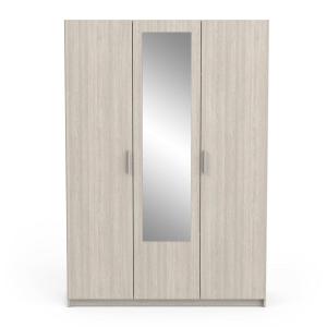 Armoire 3 Portes 1 Miroir et Penderie effet bois - L134 x H…