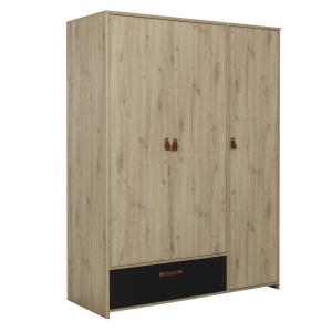 Armoire 3 portes 1 tiroir style industriel - Effet Bois cla…