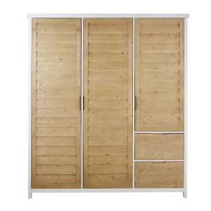 Armoire 3 portes 2 tiroirs en épicéa massif L175