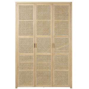 Armoire 3 portes avec cannage en rotin