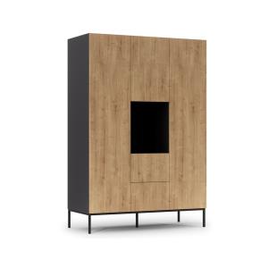 Armoire 3 portes avec étagères L135 x H200cm effet bois