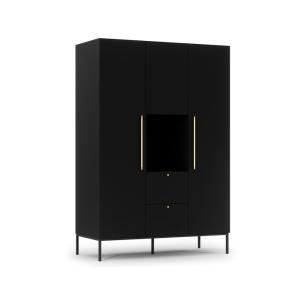 Armoire 3 portes avec étagères L135 x H200cm noir