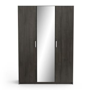 Armoire 3 portes avec miroir l133,5 x h191,5 cm - Effet Chê…