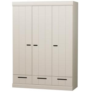 Armoire 3 portes avec tiroir en pin beige