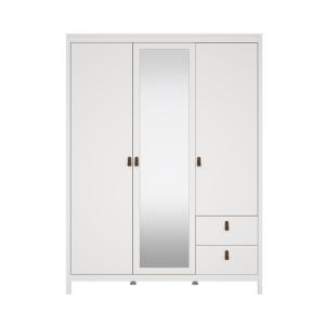 Armoire 3 portes dont 1 miroir et 2 tiroirs blanc L150 cm