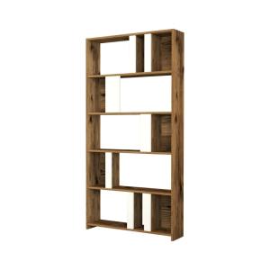 Armoire 3 portes effet bois 120x52h170 cm Blanc, Gris