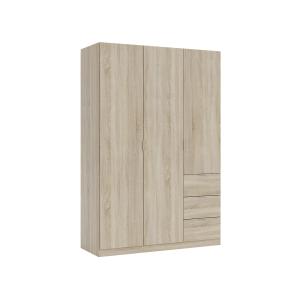 Armoire 3 portes effet bois beige 135x52 cm