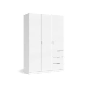 Armoire 3 portes effet bois blanc 135x52 cm