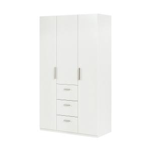 Armoire 3 portes effet bois blanc 211x52h180 cm