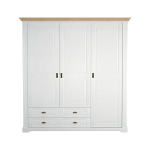 Armoire 3 portes effet bois clair et blanc