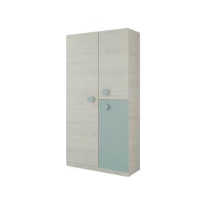 Armoire 3 portes effet bois gris, vert aqua 210x52 cm