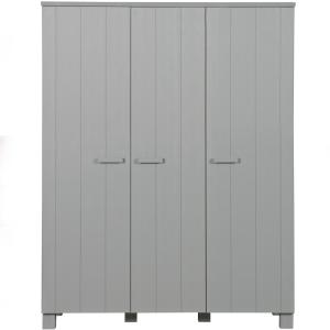 Armoire 3 portes en pin brossé gris béton