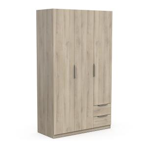 Armoire 3 portes et 2 tiroirs - L119,4 cm - Effet Chêne