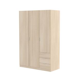 Armoire 3 portes et 3 tiroirs L121 x H180 cm - Bois clair