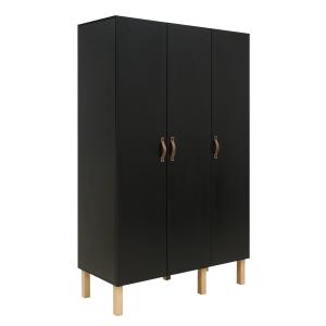 Armoire 3 portes noir mat naturel