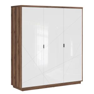 Armoire 3 portes stratifiés beige et blanc