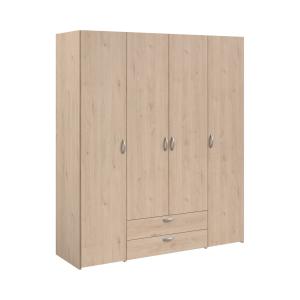 Armoire 4 portes 2 tiroirs effet bois