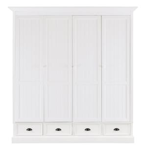 Armoire 4 portes 4 tiroirs blanc L150